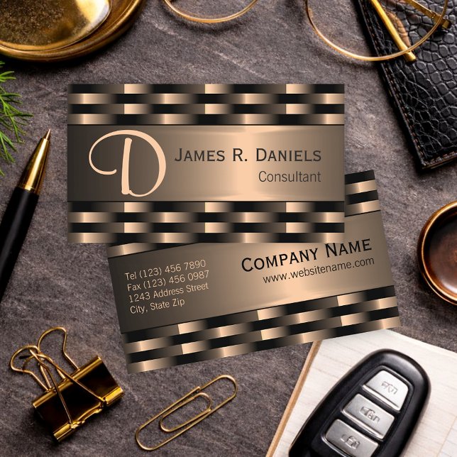 Tarjeta De Visita Lujo Abstracto Negro Rojo Cobre Metálico (Subido por el creador)