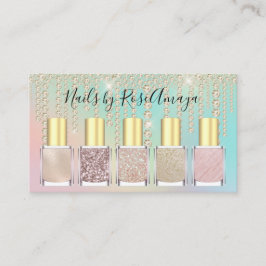 Tarjeta De Visita Lujo arcoiris Diamante Drip Nail Polaco