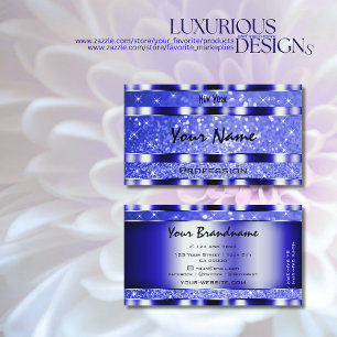 Tarjeta De Visita Lujo Azul Luminoso Purpurina Esparkle Stars Calida