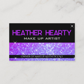 Tarjeta De Visita Lujo Brillante Girly Purple Neon Glamour Purpurina