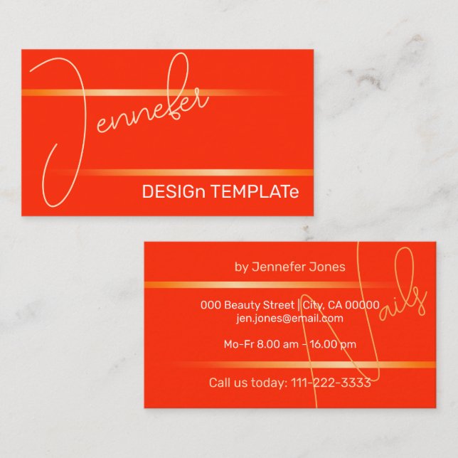 Tarjeta De Visita Lujo Brillante Red Simple Elegante Líneas Sigantur (Anverso / Reverso)