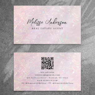 Tarjeta De Visita Lujo de código QR holográfico rosa