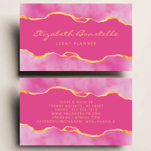 Tarjeta De Visita Lujo de papel de aluminio con acuarela rosa