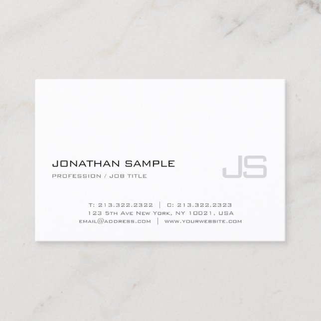 Tarjeta De Visita Lujo elegante de moda del diseño moderno del llano (Anverso)