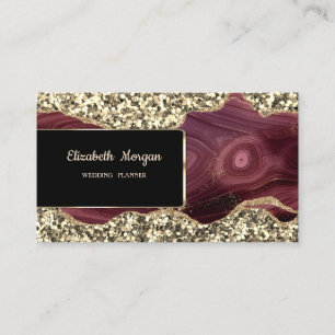 Tarjeta De Visita Lujo Elegante Glitter Dorado Burgundy con Estilo