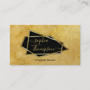 Tarjeta De Visita Lujo Elegante Mármol con Brillo Dorado Script