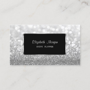 Tarjeta De Visita Lujo Elegante Moderno, Brillante, Bokeh Plateado
