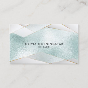 Tarjeta De Visita Lujo Elegante Oceano Azul Acuático Dorado Blanco F