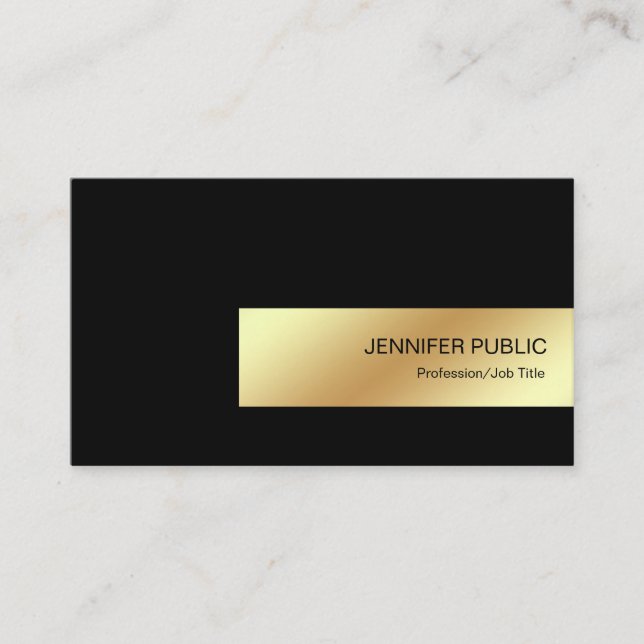 Tarjeta De Visita Lujo elegante profesional del oro negro elegante (Anverso)
