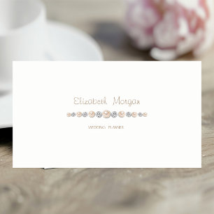 Tarjeta De Visita Lujo Elegante Simple, Blanco, Diamantes, Perlas