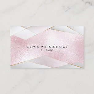 Tarjeta De Visita Lujo Elegante Sutil Rosa Oro Blanco Facetas