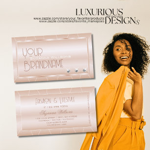 Tarjeta De Visita Lujo en Oro Rosa con Marco y Diamantes Exquisito