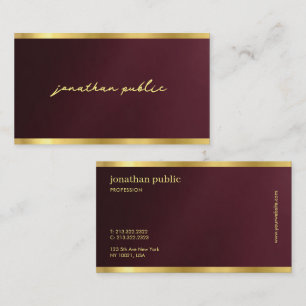 Tarjeta De Visita Lujo Escritura Caligrafía Texto Oro Personalizado 