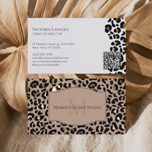 Tarjeta De Visita Lujo Estampado Leopardo Guepardo Oro Negro Elegant