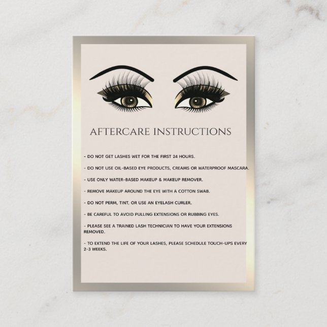 Tarjeta De Visita Lujo Extensión de latigazos Instrucciones de postc (Anverso)
