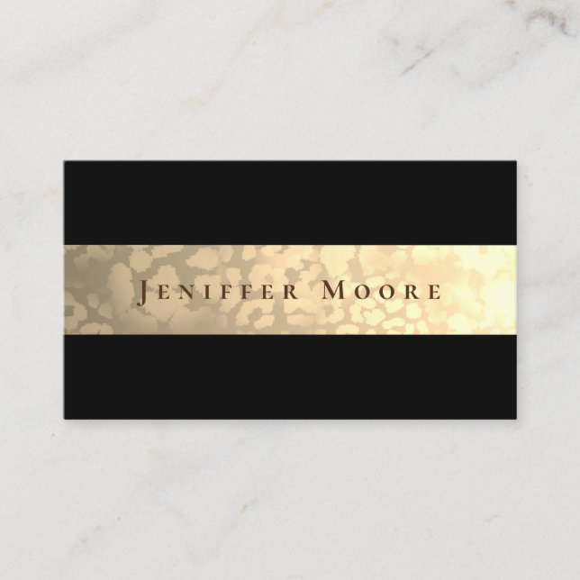 Tarjeta De Visita Lujo Faux Gold Leopard Textura Stripe (Anverso)