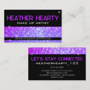 Tarjeta De Visita Lujo Girly Morado Brillante Glitter Glamour 