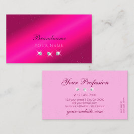 Tarjeta De Visita Lujo Girly Pink Sparkle Stars Diamonds Stylish