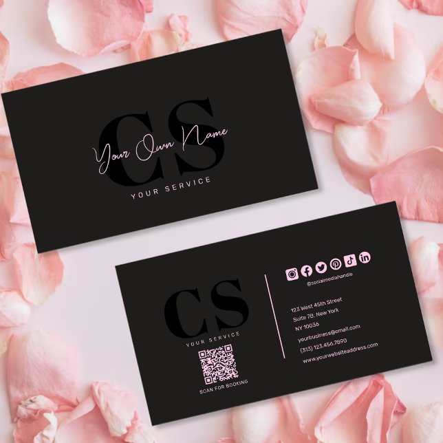 Tarjeta De Visita Lujo Glam Black Pink Beauticier (Luxury Glam Black Pink Beautician Business Card)