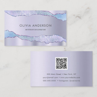 Tarjeta De Visita Lujo Glam Purple QR Code moda moda moderna