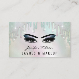 Tarjeta De Visita Lujo holográfico de moda gotea ojos de maquillaje