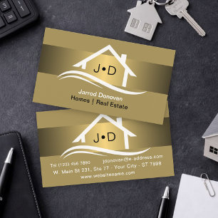 Tarjeta De Visita Lujo Inmobiliario Oro Latón Elegante Profesional