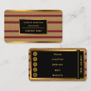 Tarjeta De Visita Lujo Linen Modern Burgundy Gold Collection