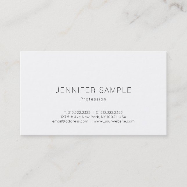 Tarjeta De Visita Lujo llano profesional hermoso del diseño simple (Anverso)