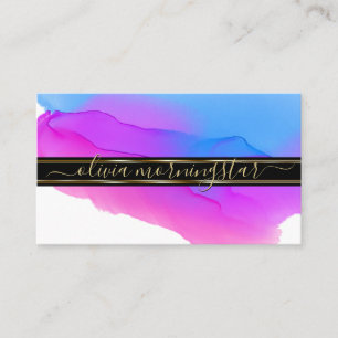 Tarjeta De Visita Lujo Manchas de Tinta Acuarela Abstracta Azul Viol