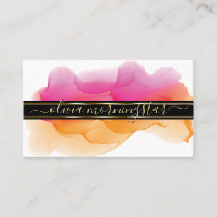 Tarjeta De Visita Lujo Manchas De Tinta Acuarela Abstracta Fuchsia D