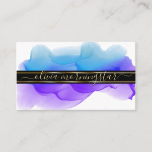 Tarjeta De Visita Lujo Manchas De Tinta Acuarela Abstracta Indigo Co