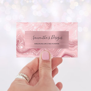 Tarjeta De Visita Lujo Mármol Rosa Agata Glam