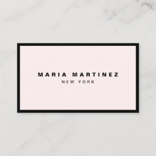 Tarjeta De Visita Lujo Minimal Negro/Rosa Pastel