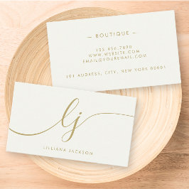 Tarjeta De Visita Lujo minimalista Boutique Ivory Gold Elegant
