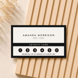 Tarjeta De Visita Lujo Minimalista Boutique Negro/Marfil Lealtad