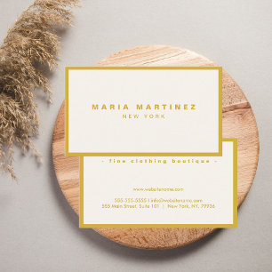 Tarjeta De Visita Lujo Minimalista Boutique Oro/Marfil