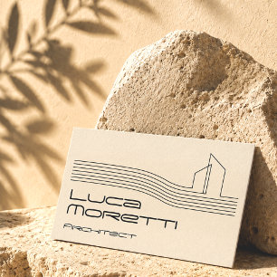 Tarjeta De Visita Lujo Minimalista Negro Marfil Chic Arquitectónico