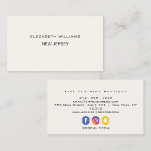 Tarjeta De Visita Lujo minimalista personalizado Boutique Marfil 