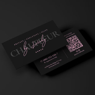 Tarjeta De Visita Lujo Mínimo Conductor Privado Rosa Negro
