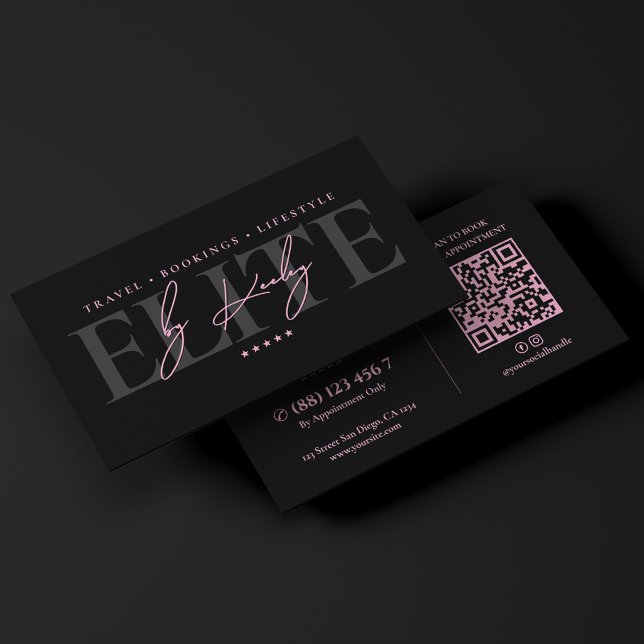 Tarjeta De Visita Lujo Mínimo Rosa Negro Concierge Ejecutivo (Minimal Luxury Pink Black Executive Concierge Business Card
)