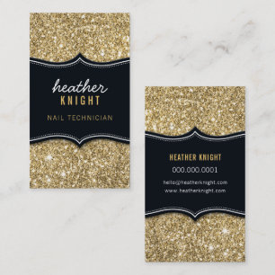 Tarjeta De Visita Lujo moderno CHIC glamour brillo negro oro
