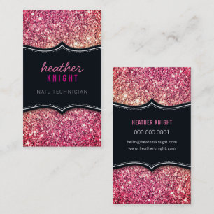 Tarjeta De Visita Lujo moderno CHIC glamour brillo negro rosa