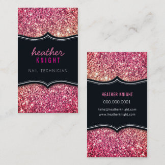 Tarjeta De Visita Lujo moderno CHIC glamour brillo negro rosa