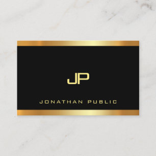 Tarjeta De Visita Lujo moderno con un glamour monograma dorado Perfe