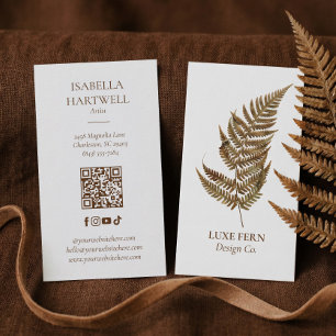 Tarjeta De Visita Lujo Moderno Elegante Botánico Helechos Verdor Chi