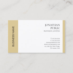 Tarjeta De Visita Lujo Moderno Elegante Faux Gold White Profesional