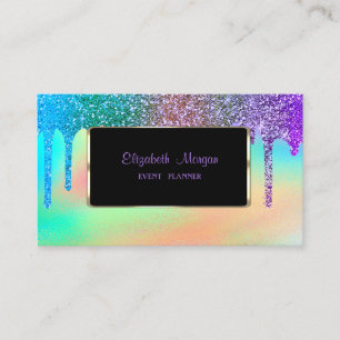 Tarjeta De Visita Lujo moderno elegante, holográfico de arcoíris, go