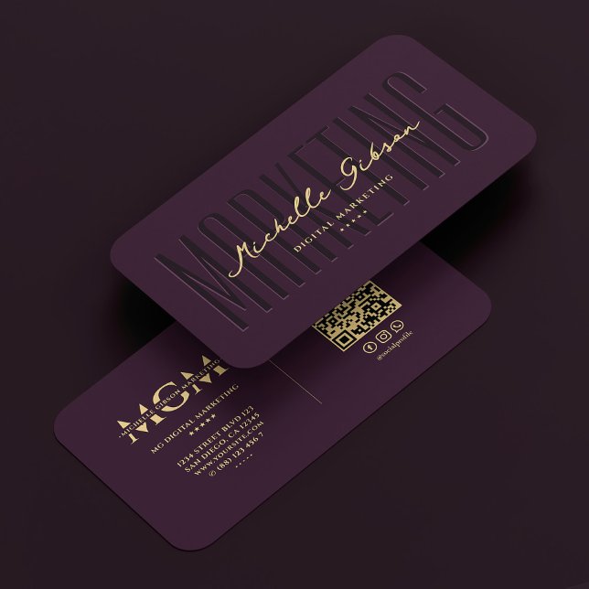 Tarjeta De Visita Lujo Moderno Marketing Monograma Púrpura (Luxury Modern Marketing Monogram Purple Business Card
)