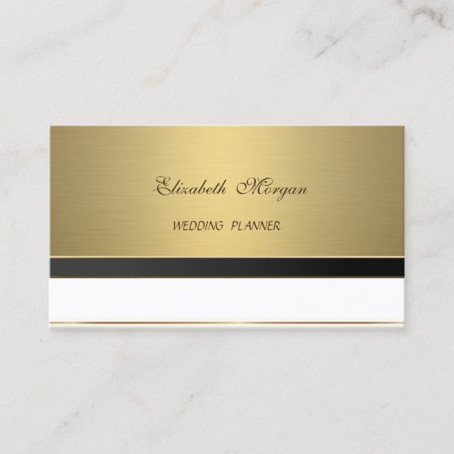 Tarjeta De Visita Lujo moderno Proffesional Elegante Dorado (Anverso)
