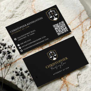 Tarjeta De Visita Lujo Monograma de Abogado Letrado en Oro Negro